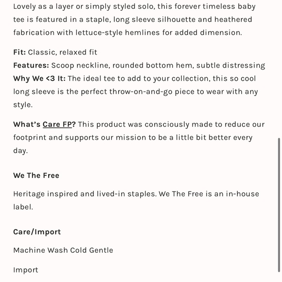 Free People We The Free Be My Baby Long-Sleeve Tee Black Large - Picture 10 of 10